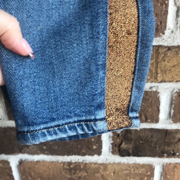 7 For All Mankind Luxe Vintage High Waist Ankle Skinny Rose Gold Stripe Jeans - Picture 5 of 10
